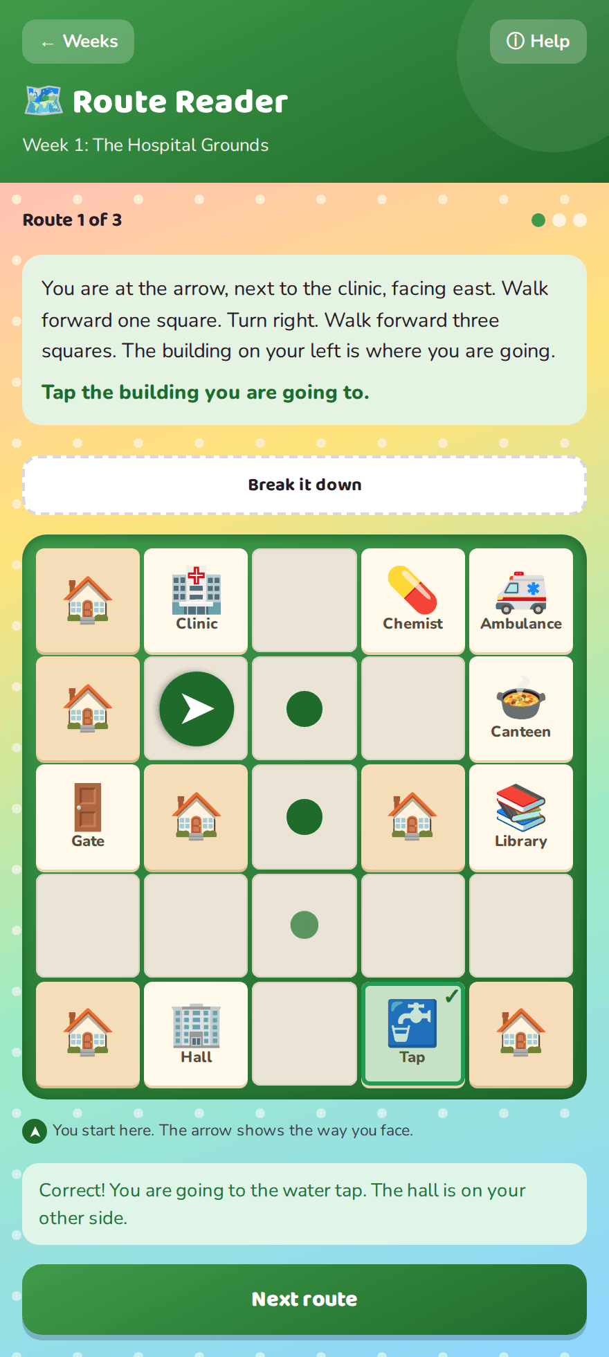 Route Reader directions game